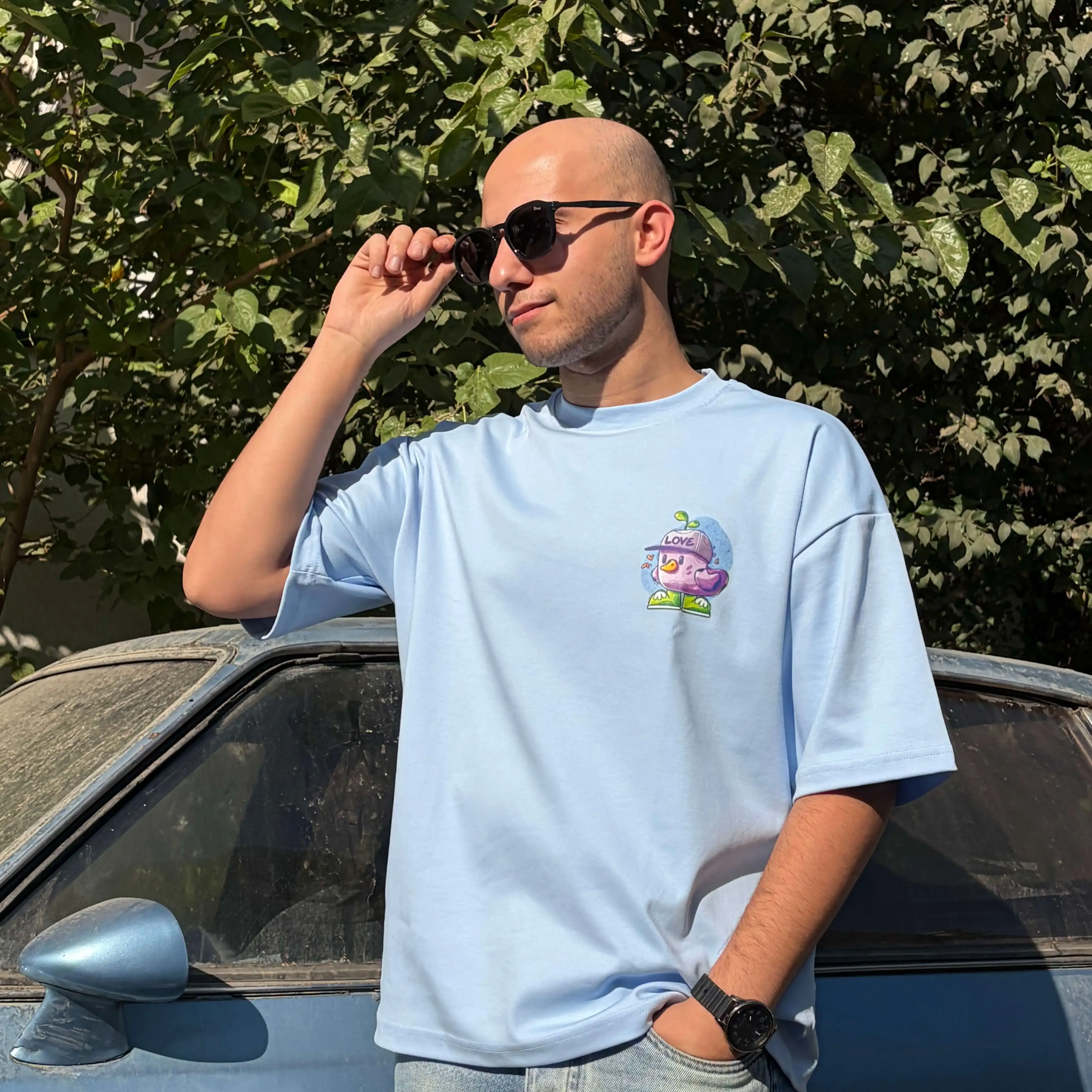 تیشرت باکس با طرح جوجه گنگ